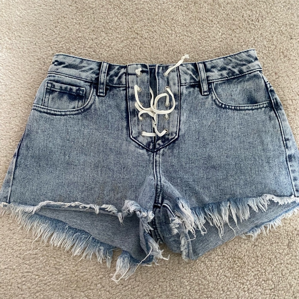 PACSUN LACE UP JEAN SHORTS